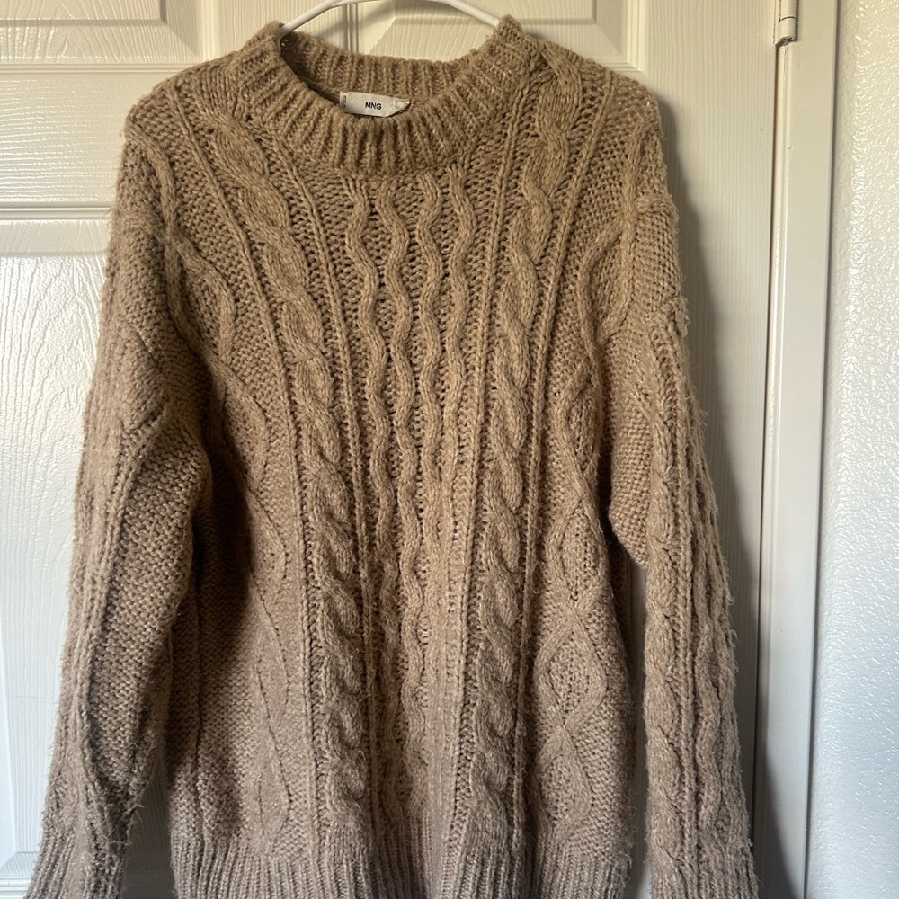 Cozy Tan Cable Knit Sweater